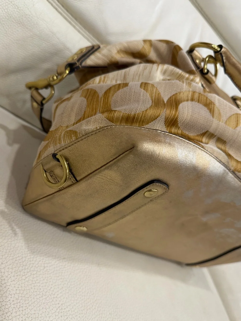 Coach Vintage Y2K Ashley Madison Metallic Gold Tan Satchel Purse Bag